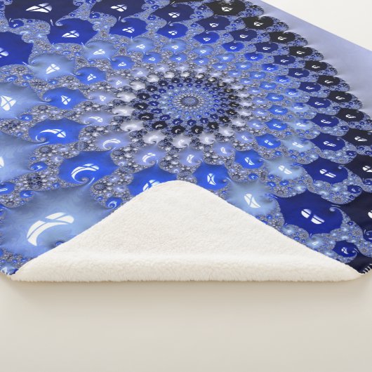 抽象芸術青グラデーションフラクタル気泡 シェルパブランケット (3/4)