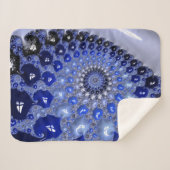 抽象芸術青グラデーションフラクタル気泡 シェルパブランケット (正面(横))