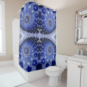 抽象芸術青グラデーションフラクタル気泡 シャワーカーテン (インサイチュ)