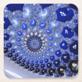 抽象芸術青グラデーションフラクタル気泡 スクエアペーパーコースター (正面)