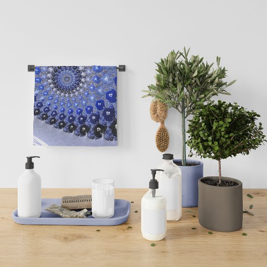 抽象芸術青グラデーションフラクタル気泡 ハンドタオル