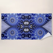 抽象芸術青グラデーションフラクタル気泡 ビーチタオル (正面)