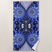 抽象芸術青グラデーションフラクタル気泡 ビーチタオル (正面)