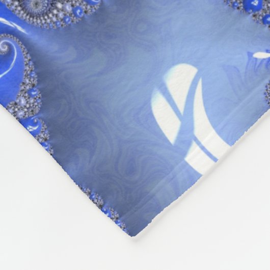 抽象芸術青グラデーションフラクタル気泡 フリースブランケット (角)