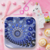 抽象芸術青グラデーションフラクタル気泡 ペーパープレート (パーティー)