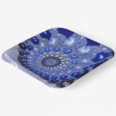 抽象芸術青グラデーションフラクタル気泡 ペーパープレート (傾斜あり)