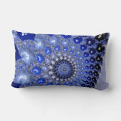 抽象芸術青グラデーションフラクタル気泡 ランバークッション (裏面)