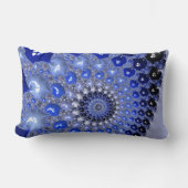 抽象芸術青グラデーションフラクタル気泡 ランバークッション (正面)