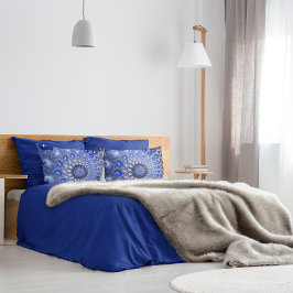 抽象芸術青グラデーションフラクタル気泡 枕カバー