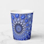 抽象芸術青グラデーションフラクタル気泡 紙コップ (左)
