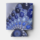 抽象芸術青グラデーションフラクタル気泡 缶クーラー (正面)