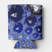 抽象芸術青グラデーションフラクタル気泡 缶クーラー (裏面)