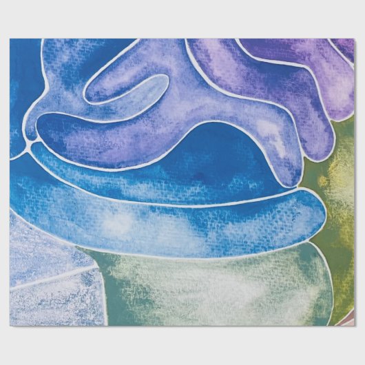 抽象芸術青グラデーション水色 ラッピングペーパー (フラット)