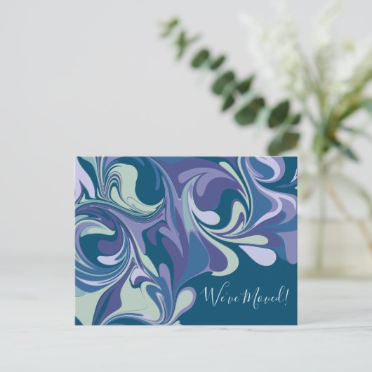 抽象芸術青大理石引っ越しましたのアドレス変更 ポストカード (スタンド正面)
