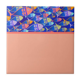 抽象芸術青模様 タイル