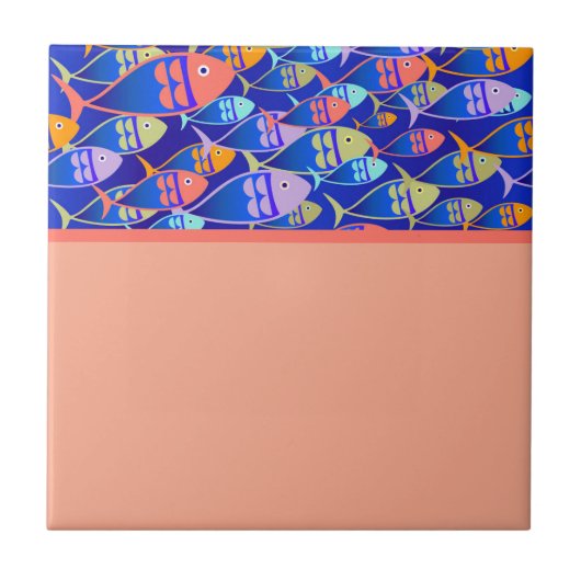 抽象芸術青模様 タイル (正面)