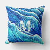 抽象芸術青海波モノグラムの クッション (正面)