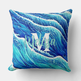 抽象芸術青海波モノグラムの クッション