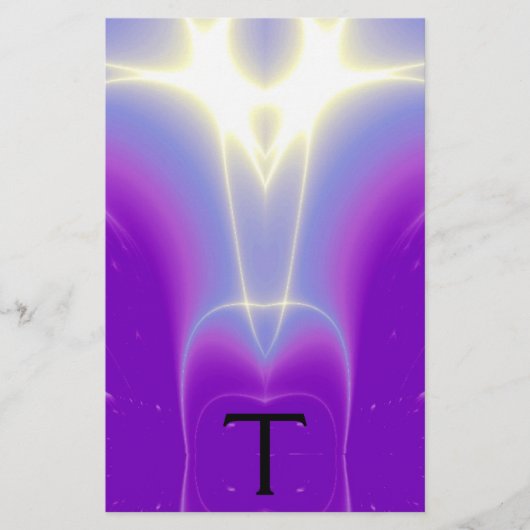 抽象芸術青白光波モノグラム 便箋 (正面)