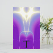 抽象芸術青白光波モノグラム 便箋 (スタンド正面)