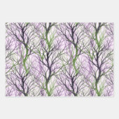 抽象芸術青紫色木 ラッピングペーパーシート (正面3)