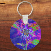 抽象芸術青紫色 |レトロファンキー| キーホルダー (正面)