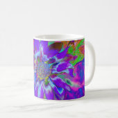 抽象芸術青紫色 |レトロファンキー| コーヒーマグカップ (正面右)