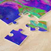 抽象芸術青紫色 |レトロファンキー| ジグソーパズル (側面)