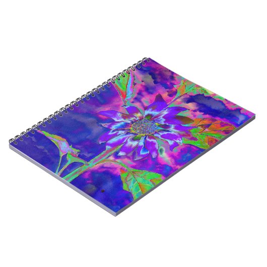 抽象芸術青紫色 |レトロファンキー| ノートブック (左側)