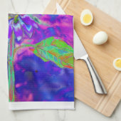 抽象芸術青紫陽花 |レトロファンキーおもしろい キッチンタオル (四つ折り)