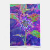 抽象芸術青紫陽花 |レトロファンキーおもしろい キッチンタオル (縦)