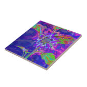 抽象芸術青紫陽花 |レトロファンキーおもしろい タイル (側面)