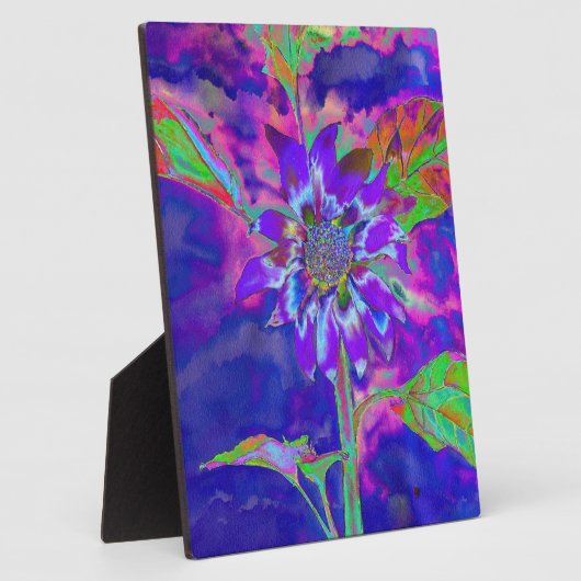 抽象芸術青紫陽花 |レトロファンキーおもしろい フォトプラーク (側面)