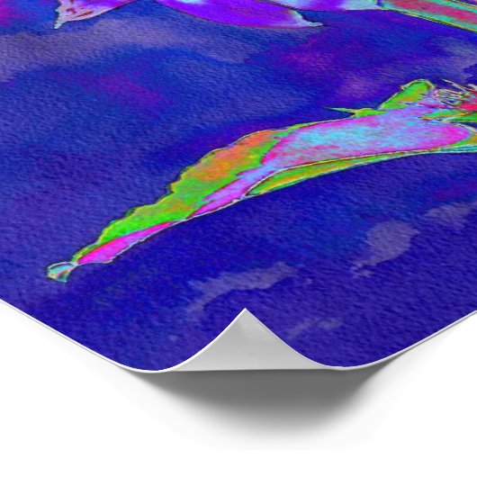 抽象芸術青紫陽花 |レトロファンキーおもしろい ポスター (角)