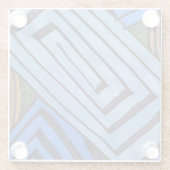 抽象芸術青色の長方形スパイラルエジプトコイル ガラスコースター (裏面)