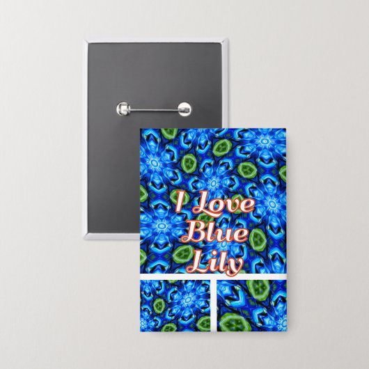 抽象芸術青花柄 缶バッジ (正面/裏面)