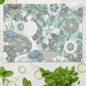 抽象芸術青茶色の花 キッチンタオル (折り畳み)