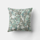 抽象芸術青茶色の花 クッション (裏面)