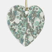 抽象芸術青茶色の花 セラミックオーナメント (右)