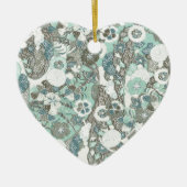 抽象芸術青茶色の花 セラミックオーナメント (正面)