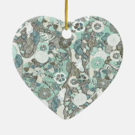 抽象芸術青茶色の花 セラミックオーナメント (裏面)