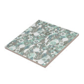 抽象芸術青茶色の花 タイル (側面)