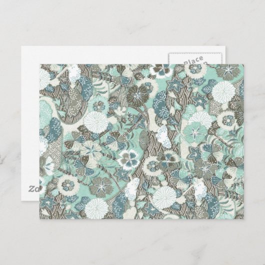 抽象芸術青茶色の花 ポストカード (正面/裏面)