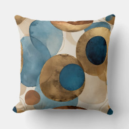 抽象芸術青銅、銅、青円 クッション