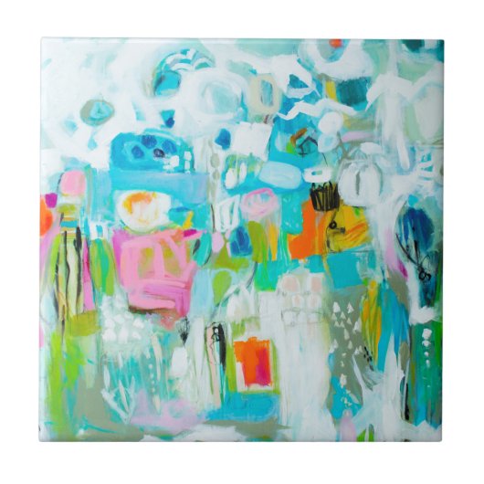 抽象芸術青 タイル (正面)