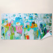 抽象芸術青 ビーチタオル (正面)