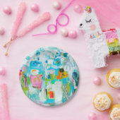 抽象芸術青 ペーパープレート (パーティー)