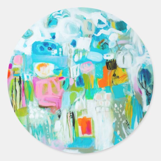 抽象芸術青 ラウンドシール (正面)