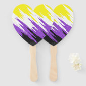 抽象芸術非バイナリプライドフラグ ハンドファン (正面&裏面)