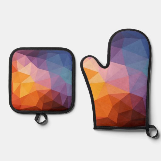 抽象芸術非対称三角形 鍋つかみ&鍋敷きセット (正面)